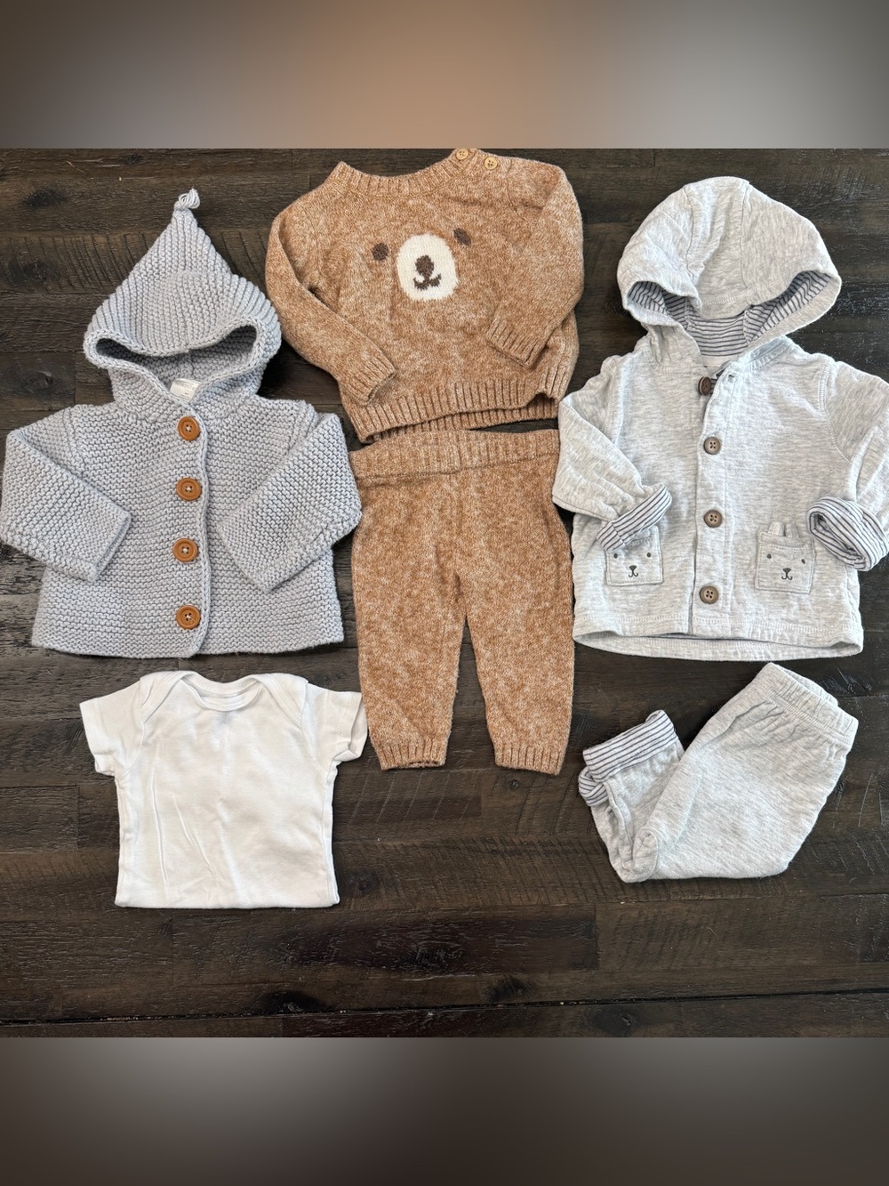 3-6m Bear Theme Baby Boy Mix Match Brown Gray Lot | Carter's Nordstrom Old Navy